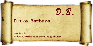 Dutka Barbara névjegykártya